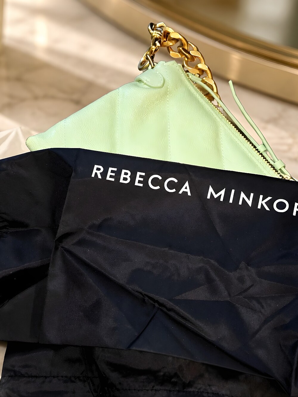Rebecca Minkoff Edie Maxi Crossbody Bag in a mint green - Picture 4 of 8